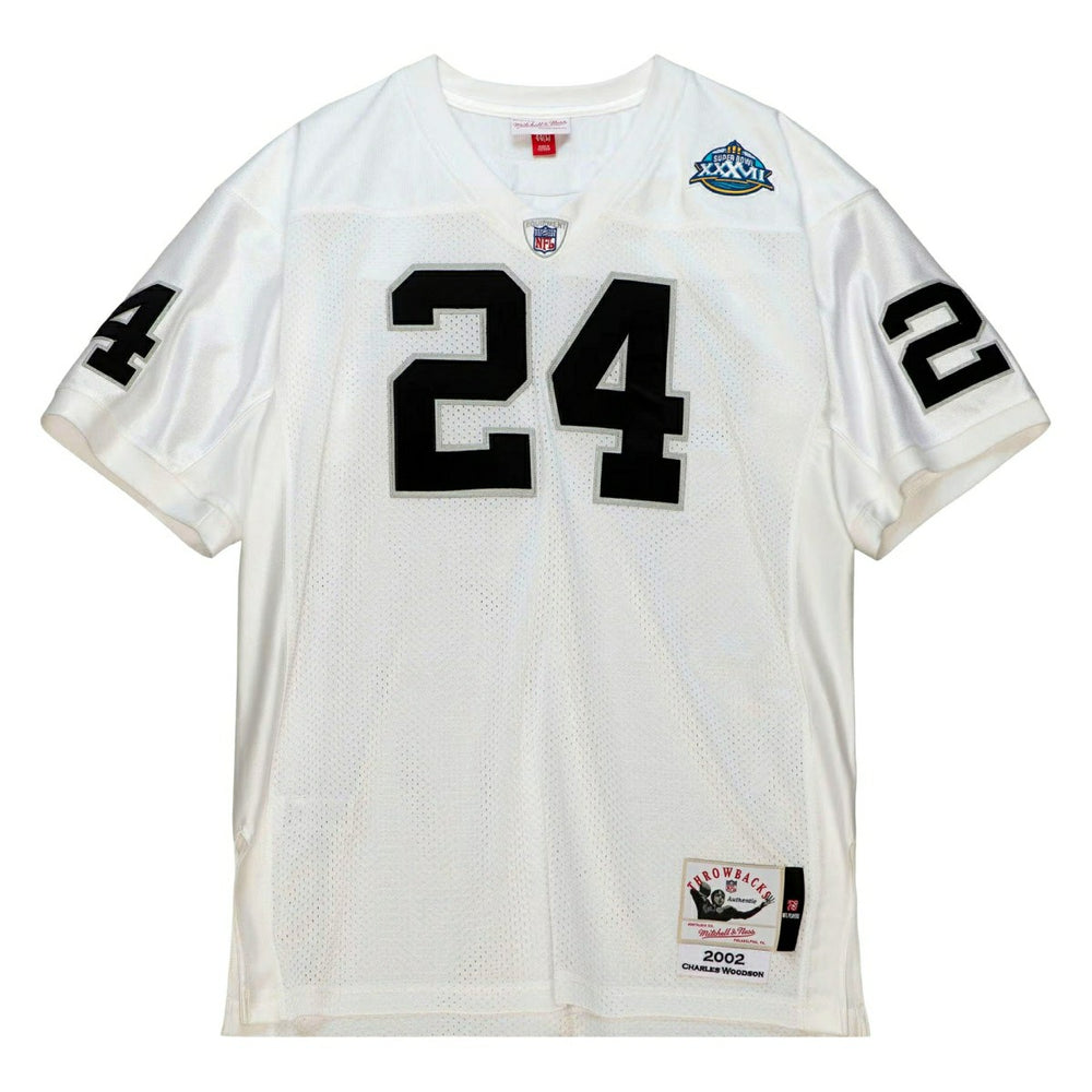 Charles Woodson #24 Oakland Raiders 2002 Mitchell & Ness Authentic NFL Jersey White Taass for sale