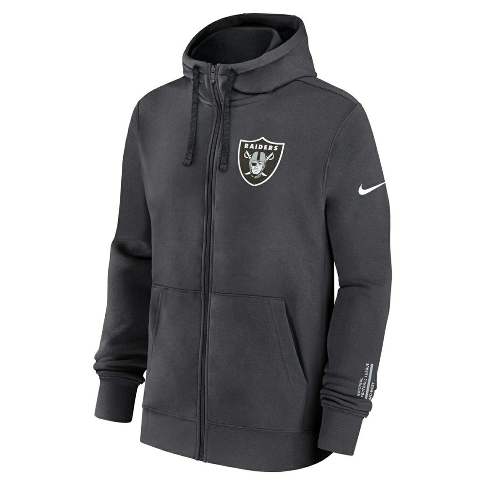 Las Vegas Raiders Playbook NFL Full-Zip Fleece Hoodie Anthracite Taass US