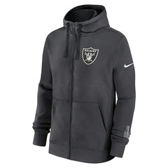 Las Vegas Raiders Playbook NFL Full-Zip Fleece Hoodie Anthracite Taass US
