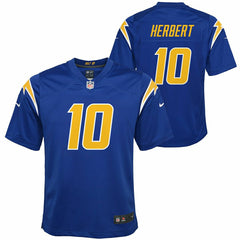 Justin Herbert #10 Los Angeles Chargers Color Rush Football NFL Jersey Blue (YOUTH) Taass US