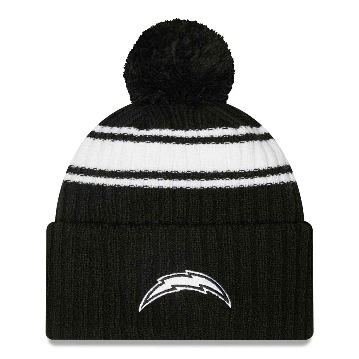 Los Angeles Chargers Official 2022 NFL Sideline New Era Sport Knit Hat Black & White Fashion