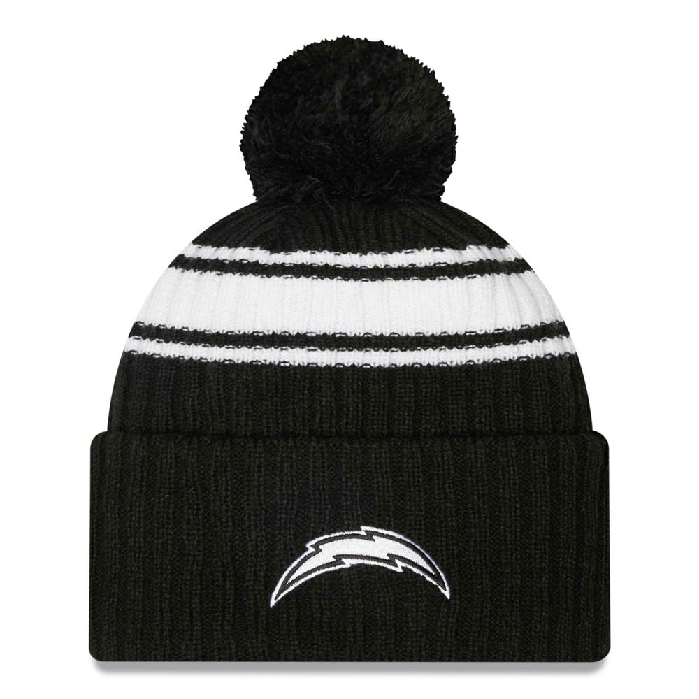 Los Angeles Chargers Official 2022 NFL Sideline New Era Sport Knit Hat Black & White Fashion