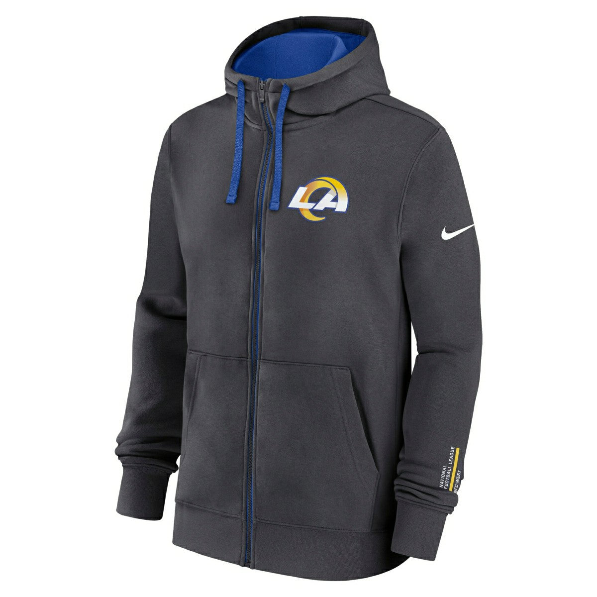 Los Angeles Rams Playbook NFL Full-Zip Fleece Hoodie Anthracite Lifestyle