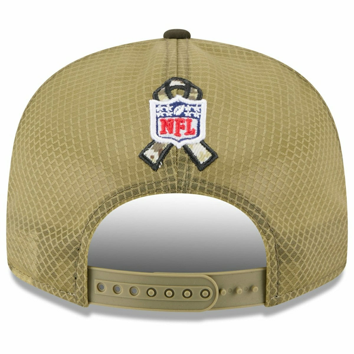 Los Angeles Rams 2025 NFL Salute to Service 9FIFTY Split Panel Trucker Snapback Cap Olive Taass for sale
