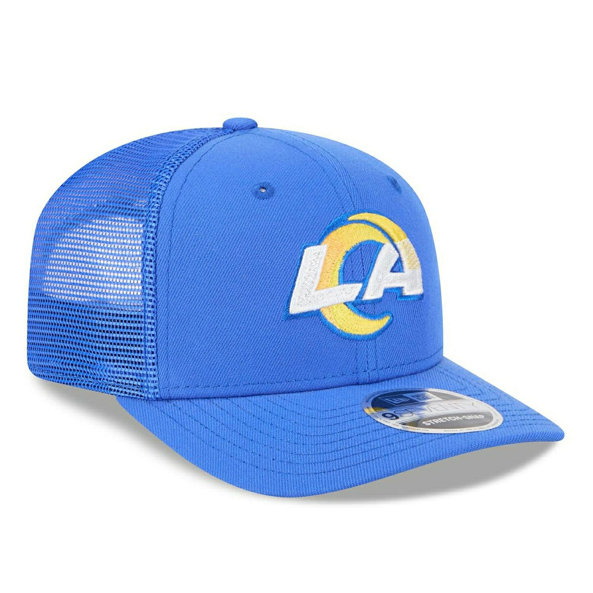 Los Angeles Rams New Era Stretch-Snap 9SEVENTY NFL Trucker Cap Blue Taass sale