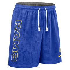 Los Angeles Rams 2025 NFL Sideline Reversible Mesh Nike Dri-FIT Shorts Blue Taass for sale