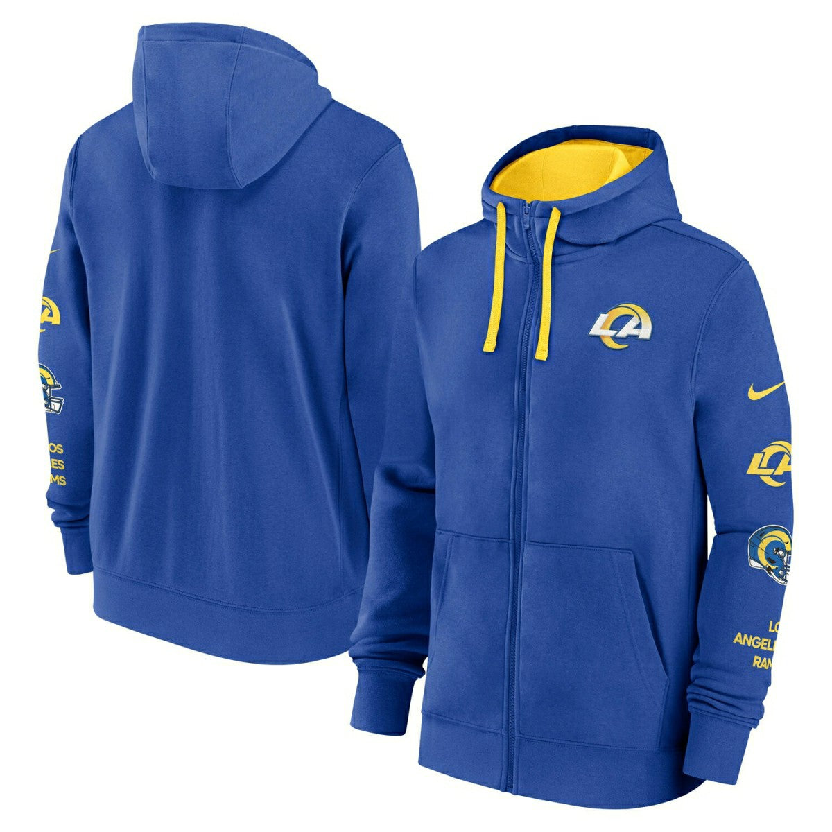 Los Angeles Rams Full-Zip Nike Club Fleece Hoodie Blue Lifestyle