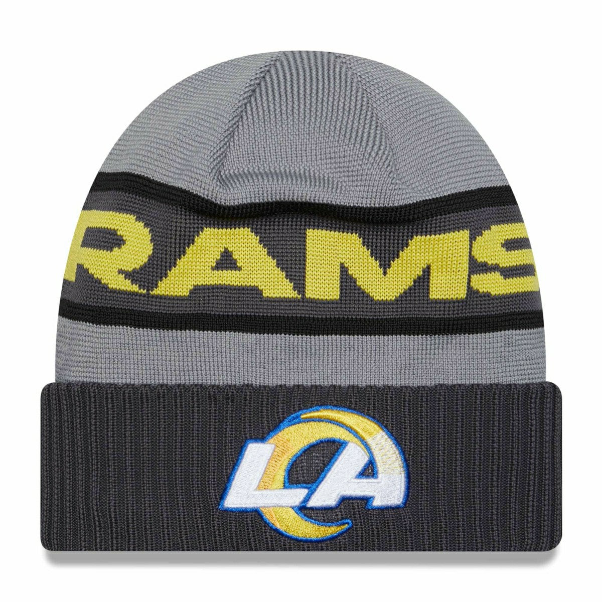 Los Angeles Rams 2023 NFL Sideline New Era Tech Knit Beanie Gray Taass sale