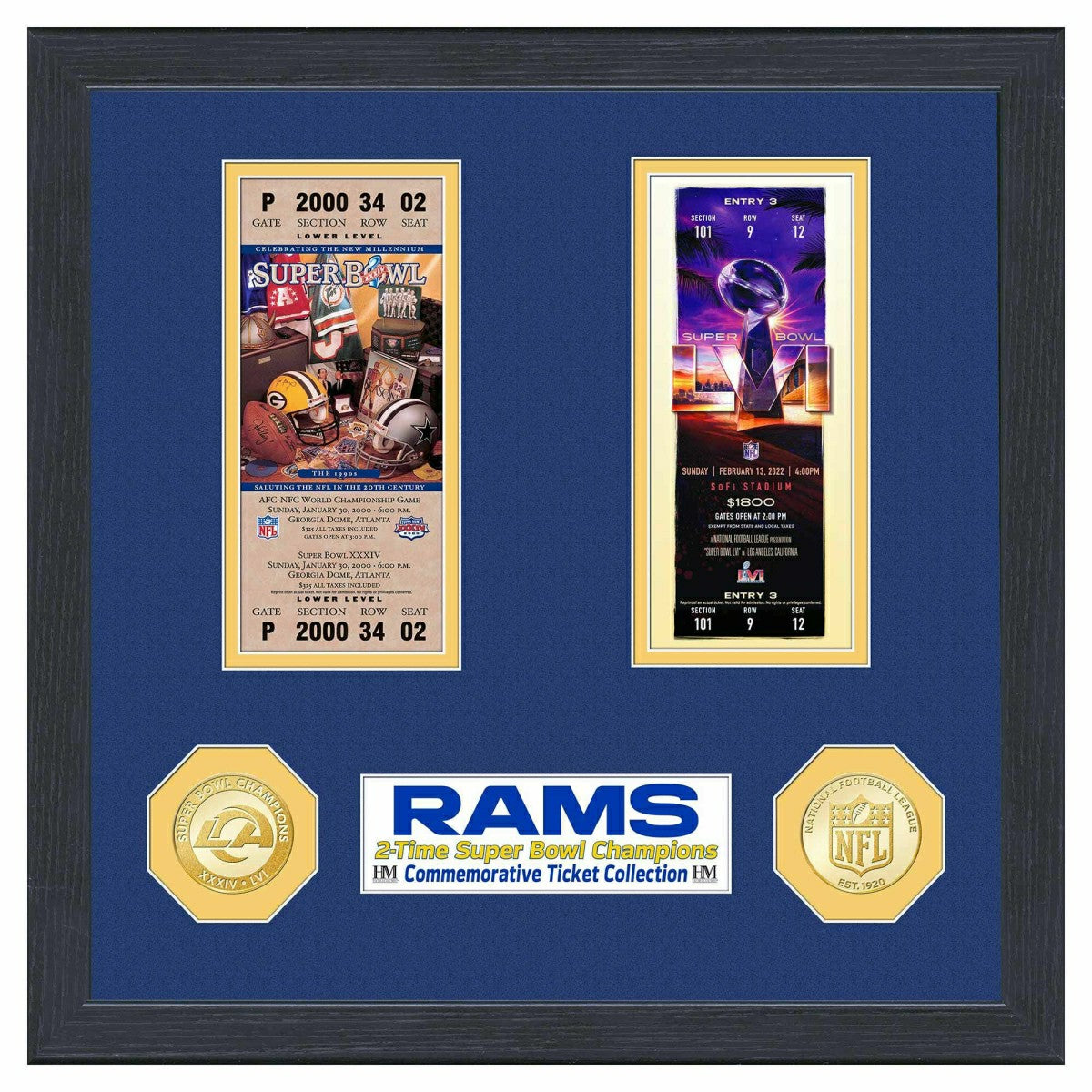 Los Angeles Rams Super Bowl Tickets Bronze Coins Framed NFL Photo Taass US