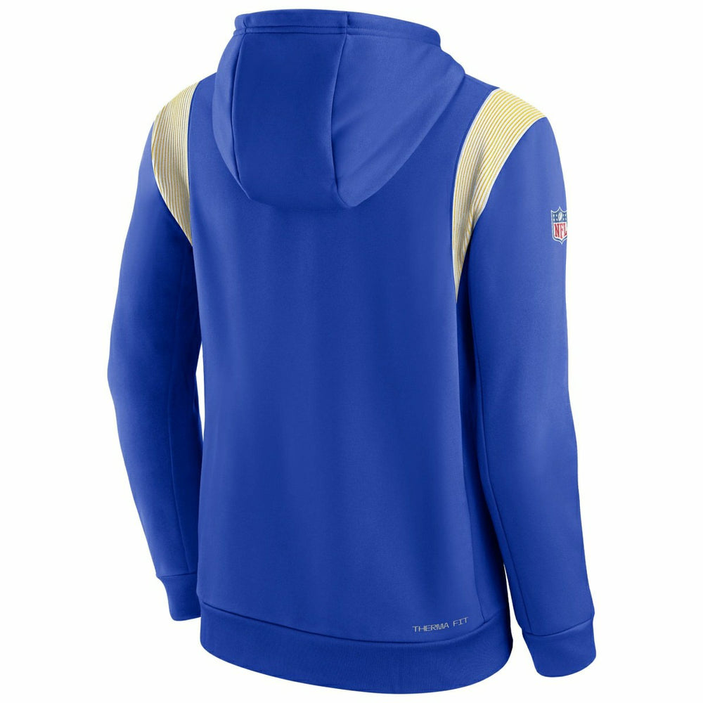 Los Angeles Rams 2022 NFL On-Field Sideline Nike Therma-FIT Hoodie Blue Taass sale