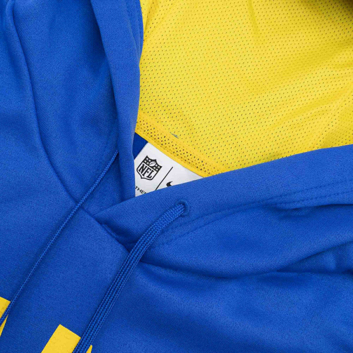 Los Angeles Rams 2022 NFL On-Field Sideline Nike Therma-FIT Hoodie Blue Taass sale