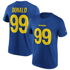 Aaron Donald #99 Los Angeles Rams Iconic Player NFL T-Shirt Blue Taass sale