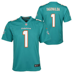 Tua Tagovailoa #1 Miami Dolphins Game NFL Jersey Aqua (YOUTH) Taass US