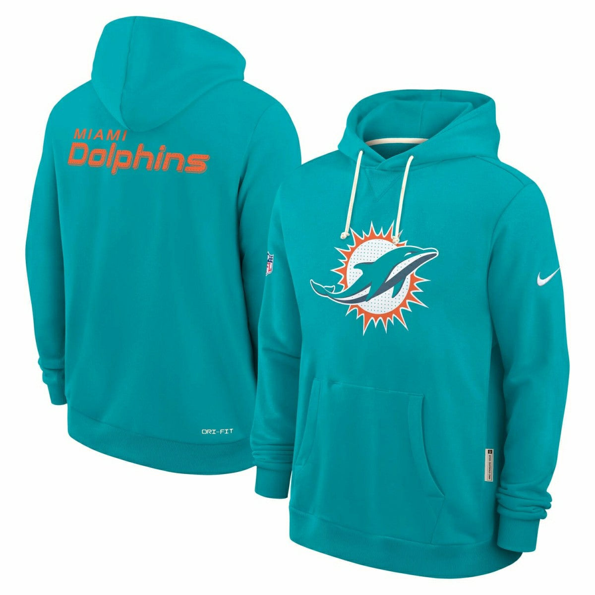 Miami Dolphins 2025 NFL Sideline Standard Issue Hoodie Aqua Classic