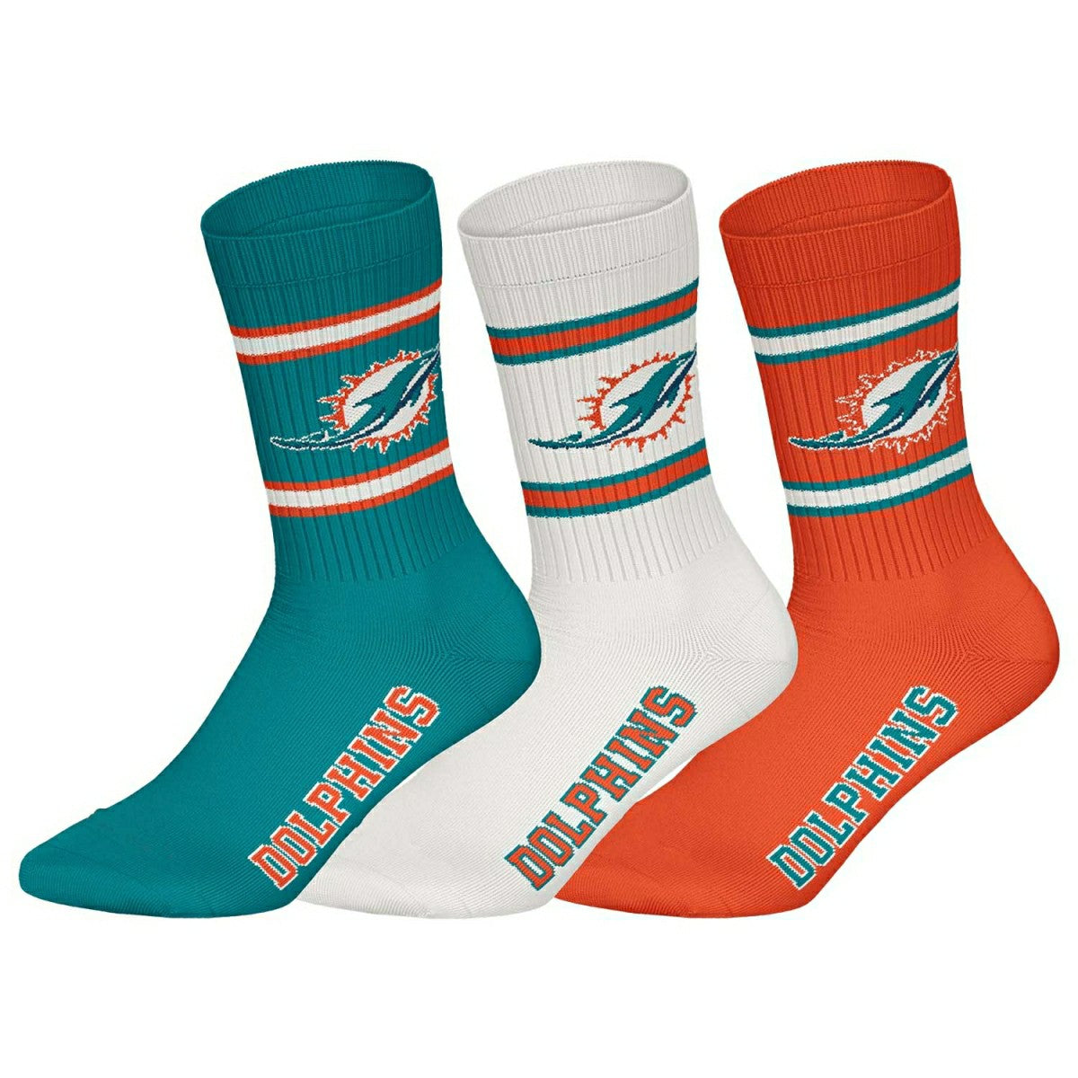 Miami Dolphins Team Set NFL Crew Socks (3-Pack) Taass sale
