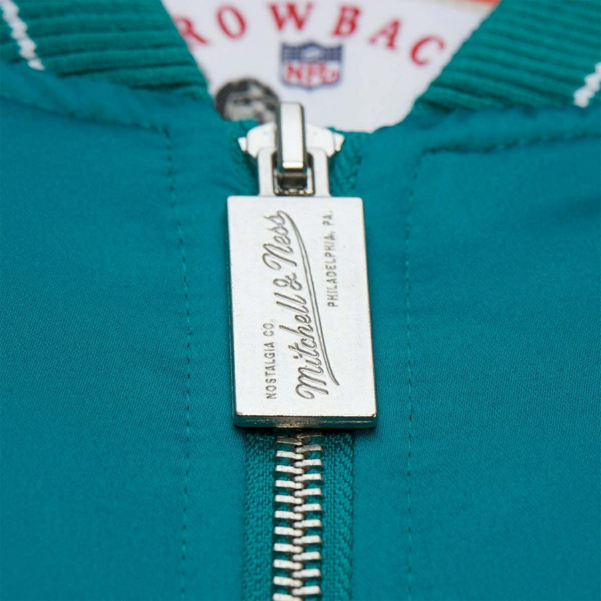 Miami Dolphins Throw it Back Heavyweight Satin NFL Jacket Aqua Classic