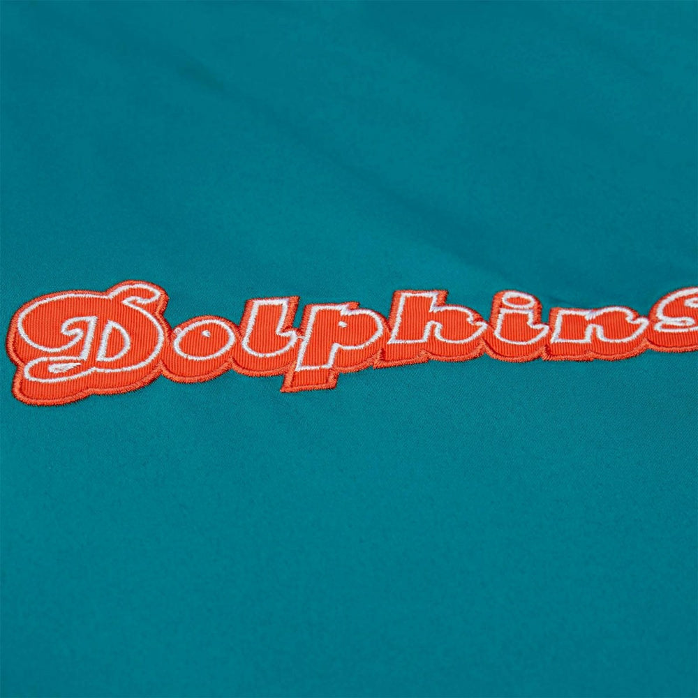 Miami Dolphins Throw it Back Heavyweight Satin NFL Jacket Aqua Classic