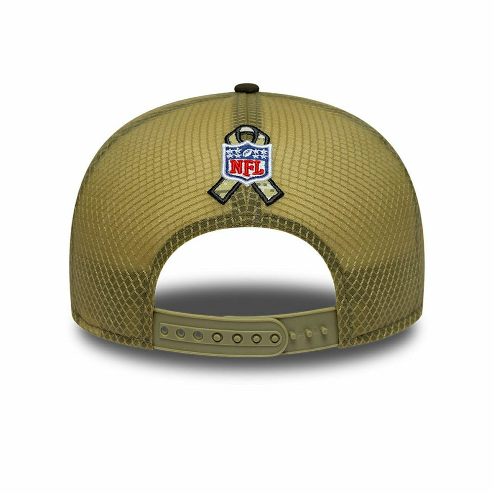 Miami Dolphins 2025 NFL Salute to Service 9FIFTY Split Panel Trucker Snapback Cap Olive Taass for sale