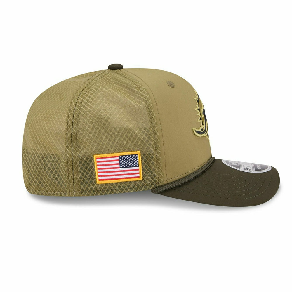 Miami Dolphins 2025 NFL Salute to Service 9SEVENTY Trucker Snapback Cap Olive Taass US
