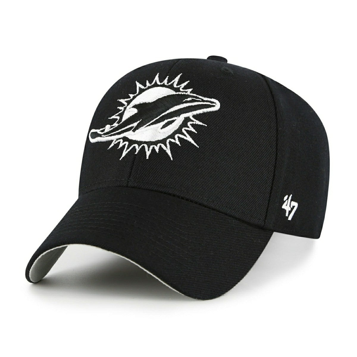 Miami Dolphins Black & White '47 MVP Adjustable NFL Cap Black Lifestyle