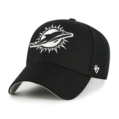 Miami Dolphins Black & White '47 MVP Adjustable NFL Cap Black Lifestyle