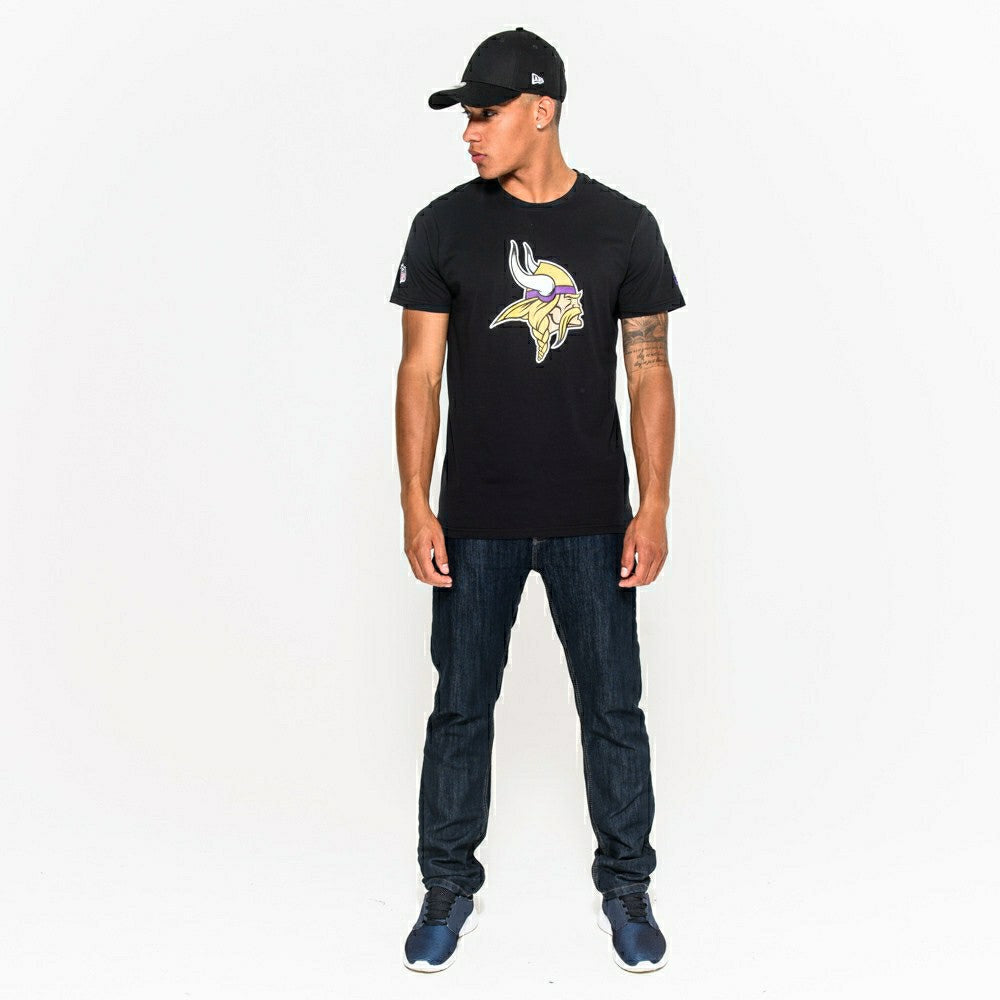 Minnesota Vikings Team Logo Football NFL T-Shirt Black Taass US