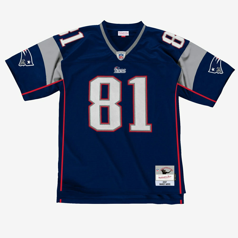 Randy Moss #81 New England Patriots 2007 Legacy Throwback NFL Jersey Navy Taass US
