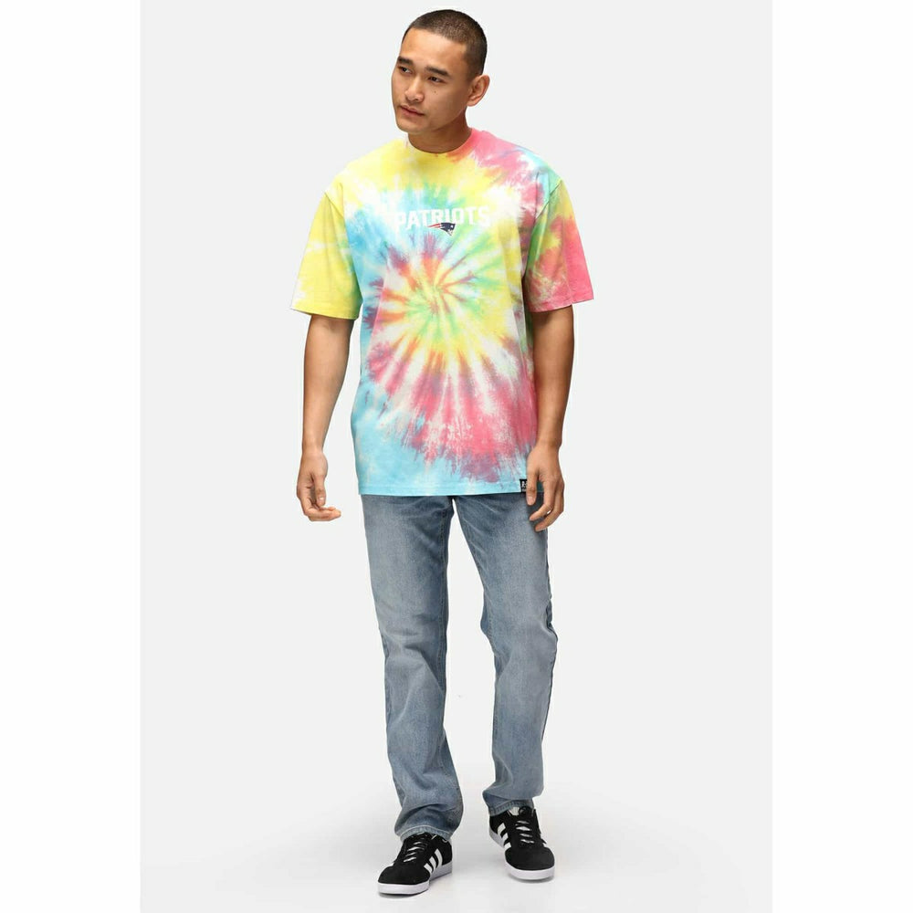 New England Patriots Rainbow Tie-Dye Recovered Relaxed NFL T-Shirt Classic