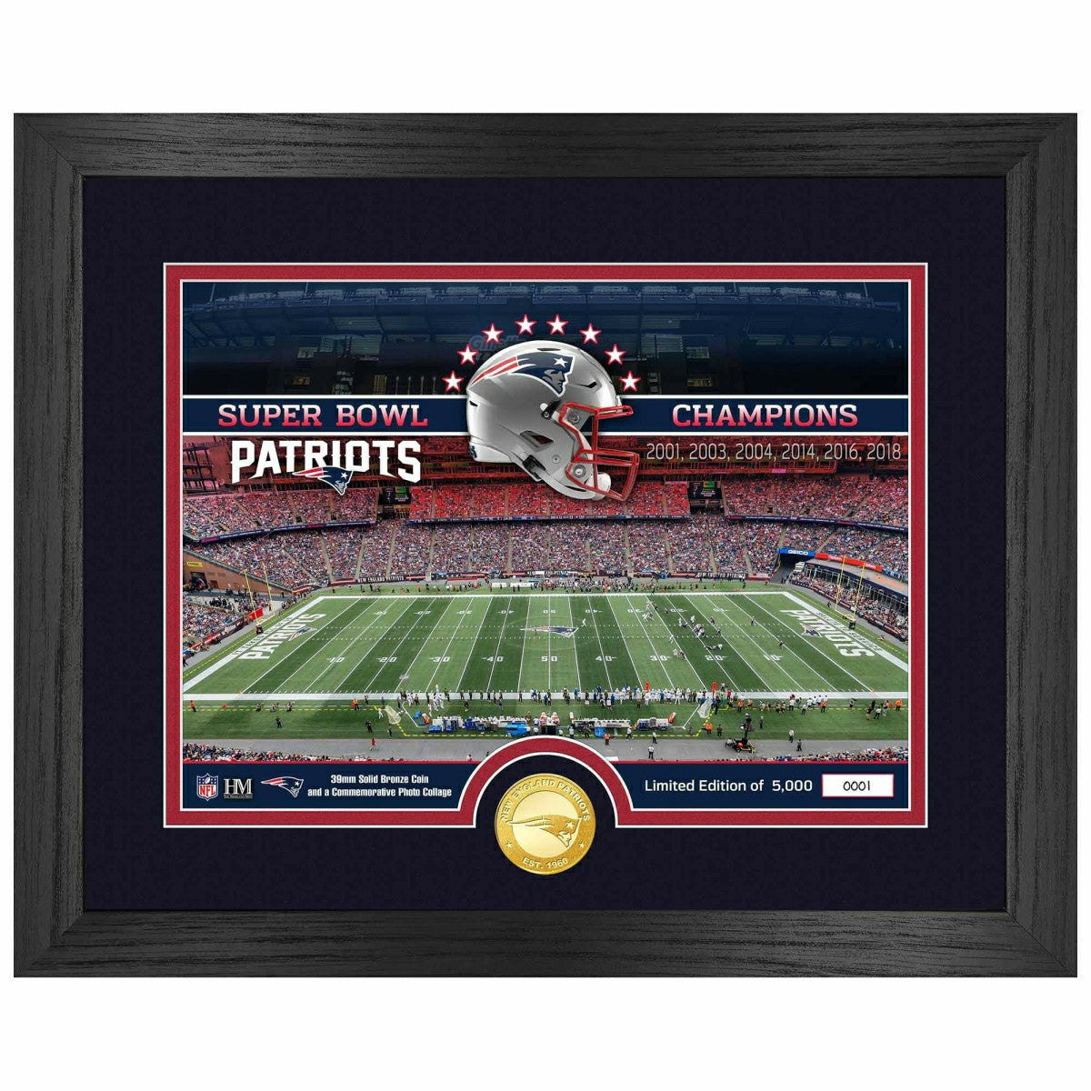 New England Patriots Team Stadium Bronze Coin Framed NFL Photo Taass US