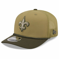 New Orleans Saints 2025 NFL Salute to Service 9SEVENTY Trucker Snapback Cap Olive Lifestyle