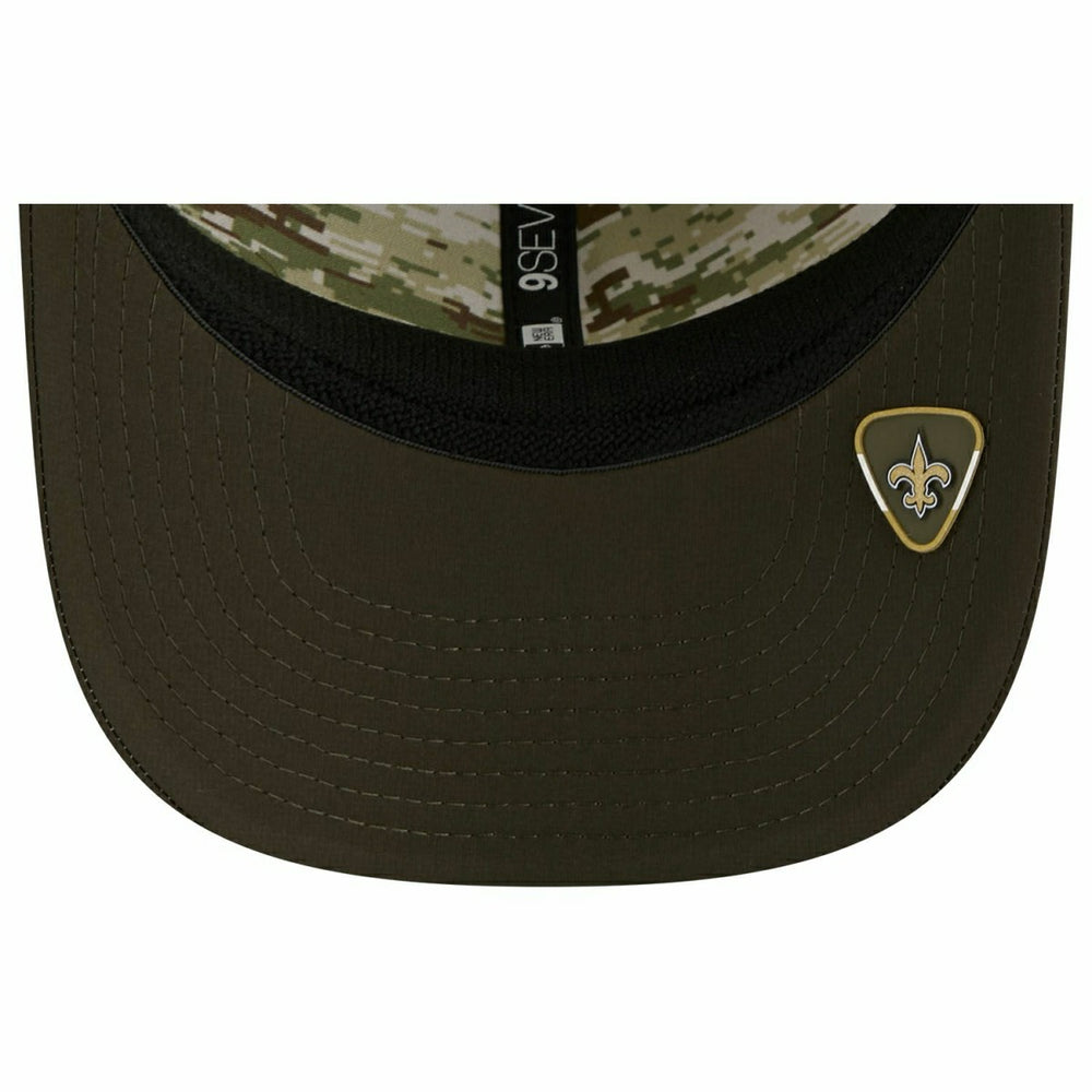 New Orleans Saints 2025 NFL Salute to Service 9SEVENTY Trucker Snapback Cap Olive Lifestyle