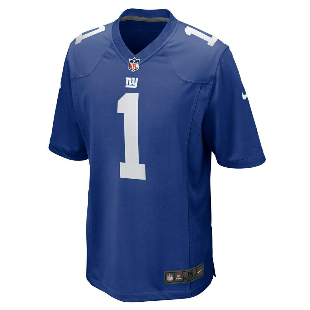 Malik Nabers #1 New York Giants Nike Game NFL Jersey Blue Lifestyle