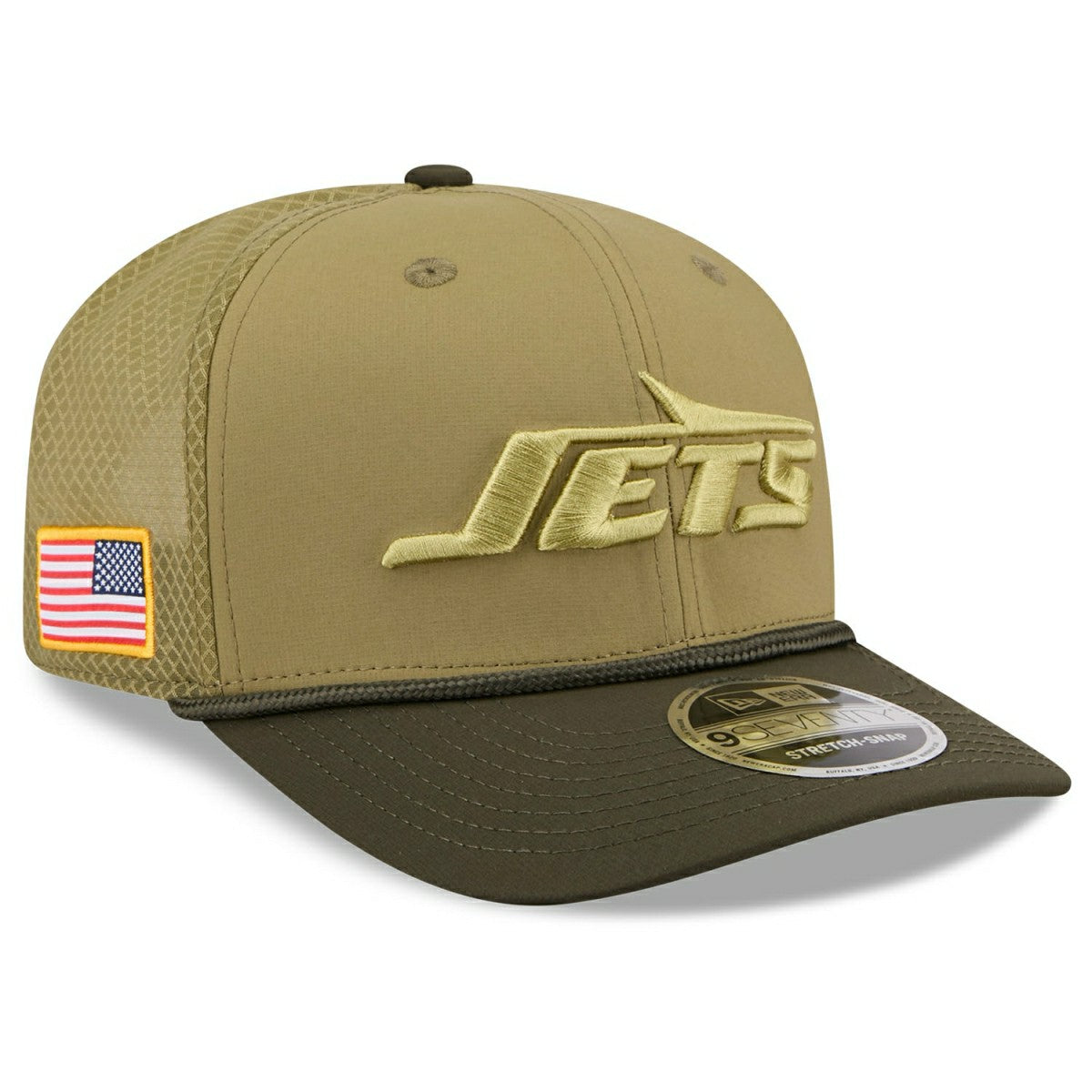New York Jets 2025 NFL Salute to Service 9SEVENTY Trucker Snapback Cap Olive Fashion