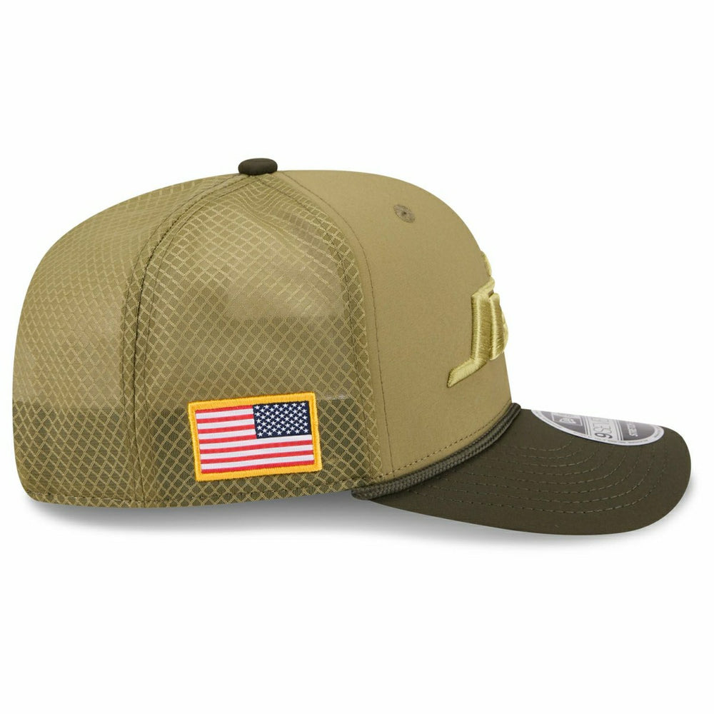 New York Jets 2025 NFL Salute to Service 9SEVENTY Trucker Snapback Cap Olive Fashion