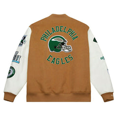 Philadelphia Eagles Dusted Varsity NFL Jacket Brown/Cream Classic
