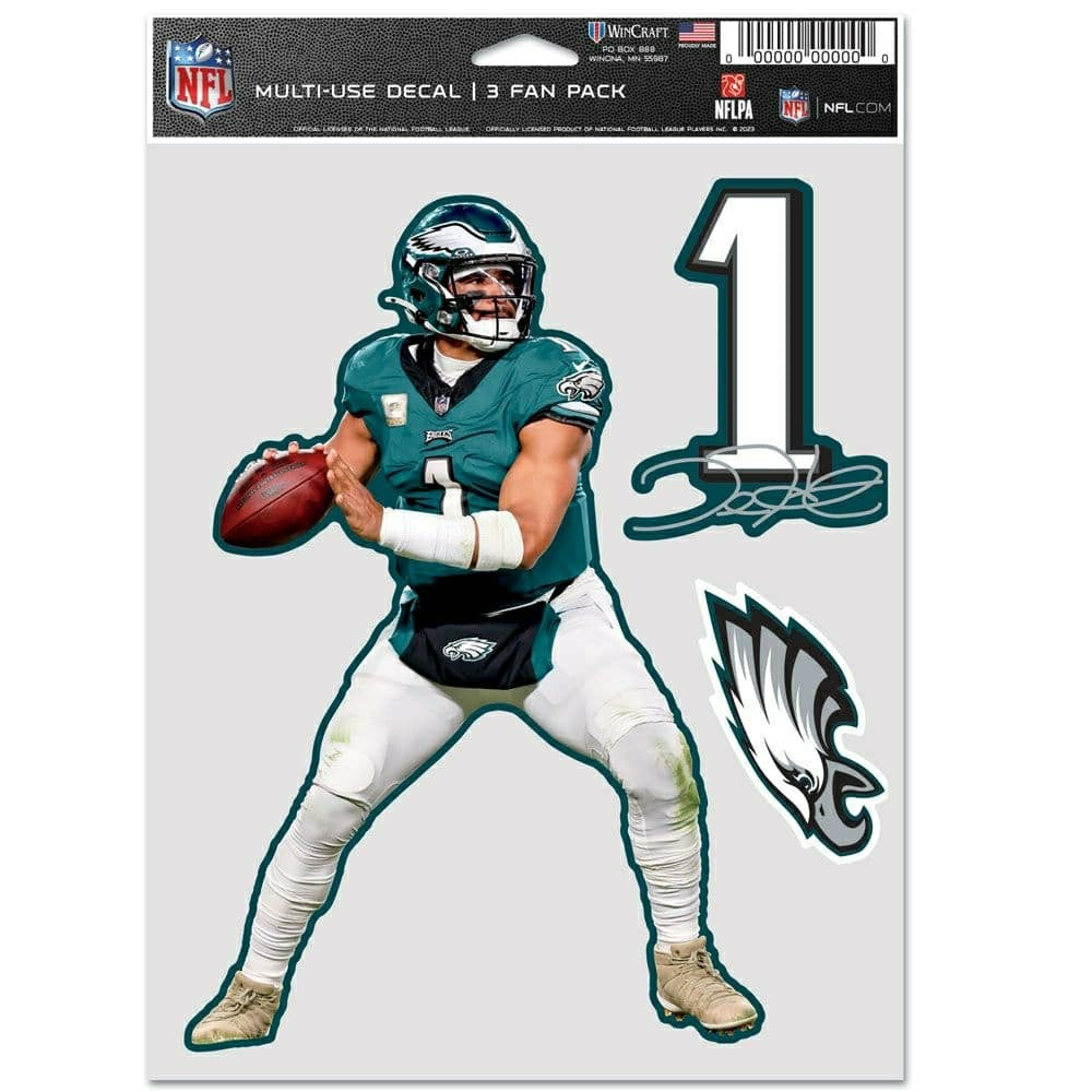 Jalen Hurts #1 Philadelphia Eagles Player NFL Decals Set (3 Pcs.) Taass for sale