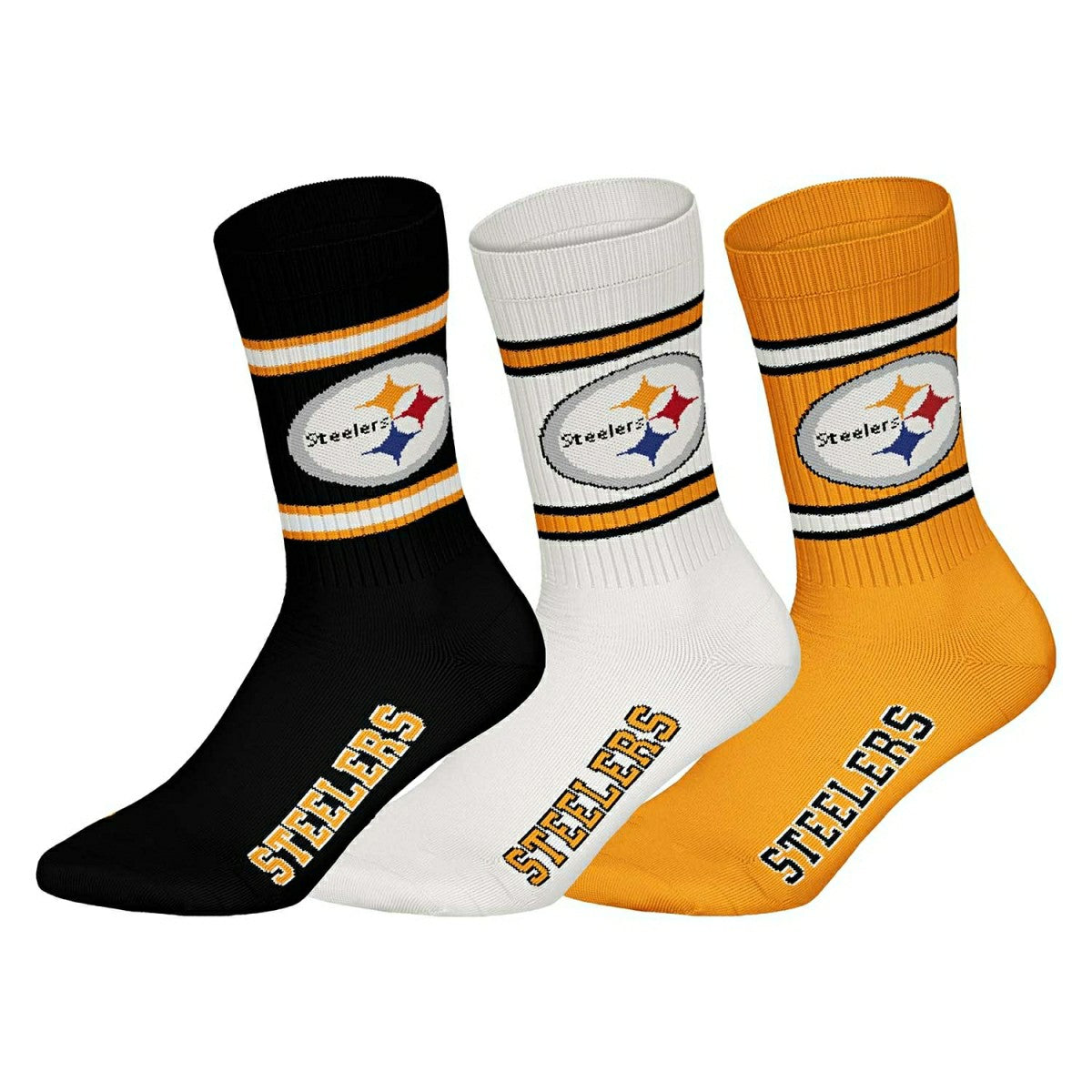 Pittsburgh Steelers Team Set NFL Crew Socks (3-Pack) Taass for sale