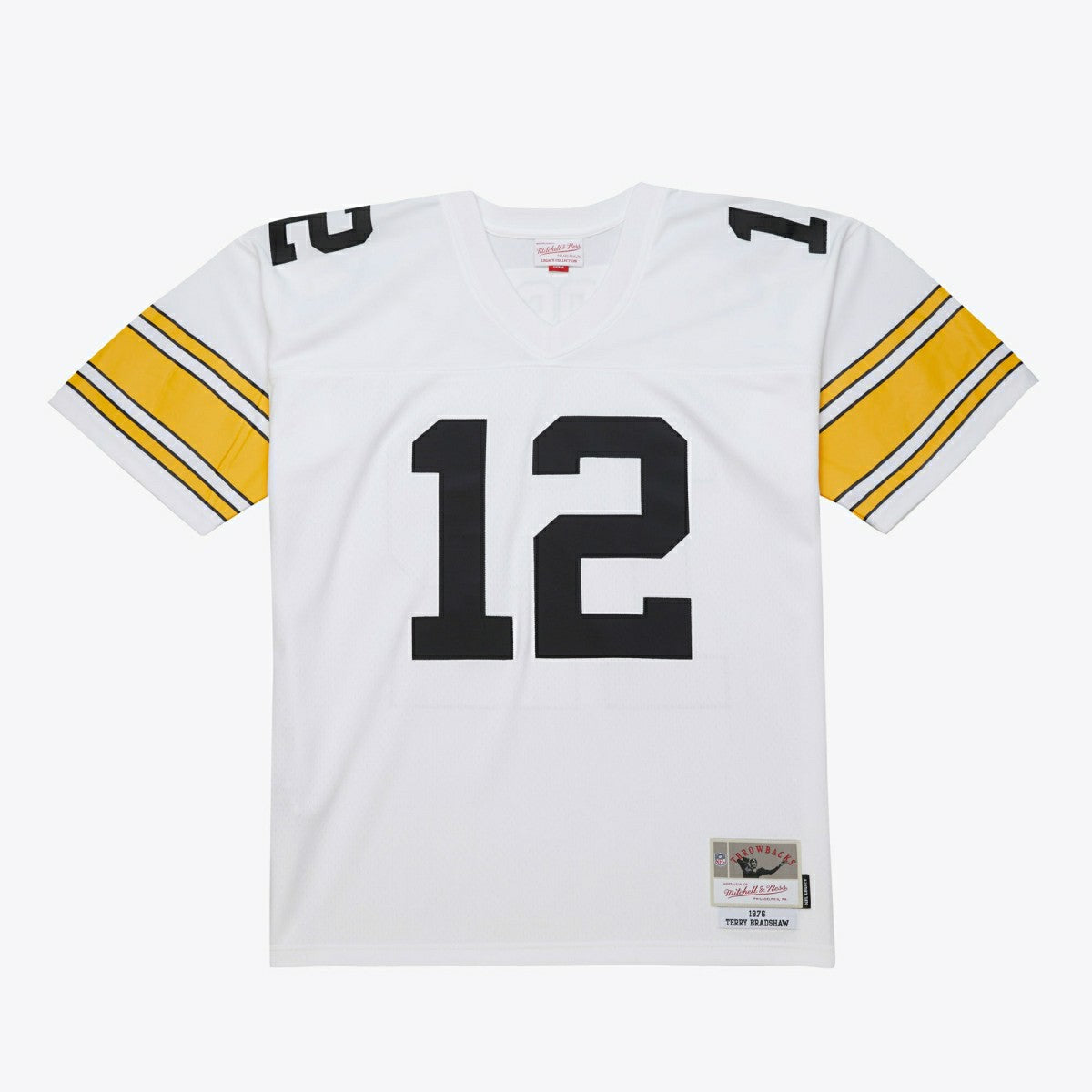 Terry Bradshaw #12 Pittsburgh Steelers 1976 Legacy Throwback NFL Jersey White Taass US