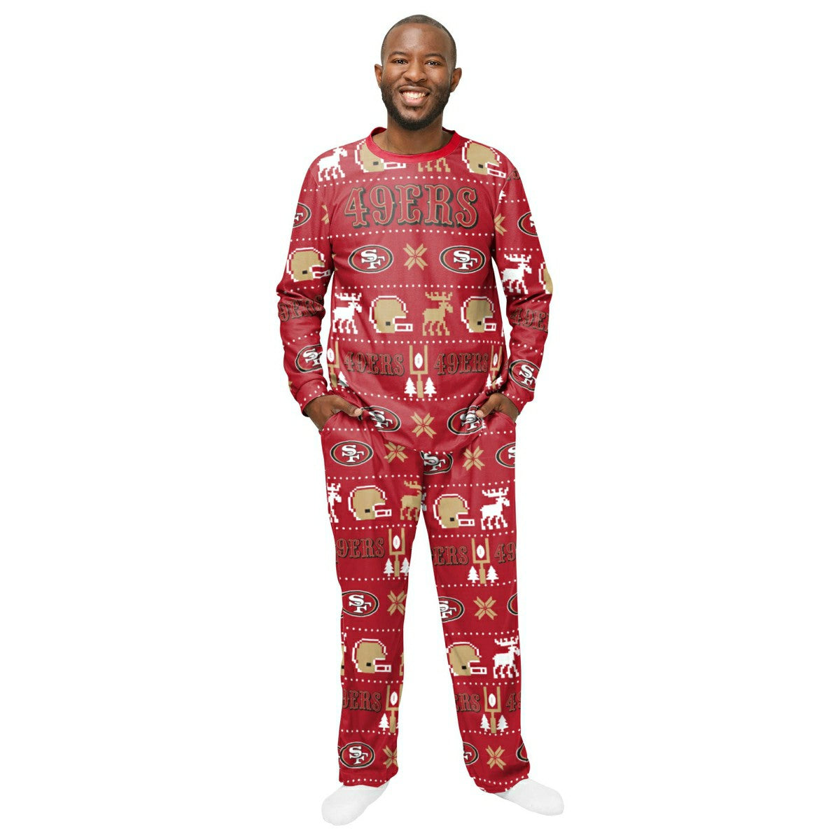 San Francisco 49ers NFL Holiday Pajamas Set (2-Piece) Taass sale