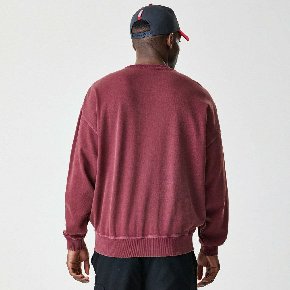 San Francisco 49ers Washed Oversized NFL Crew Neck Sweater Red Lifestyle