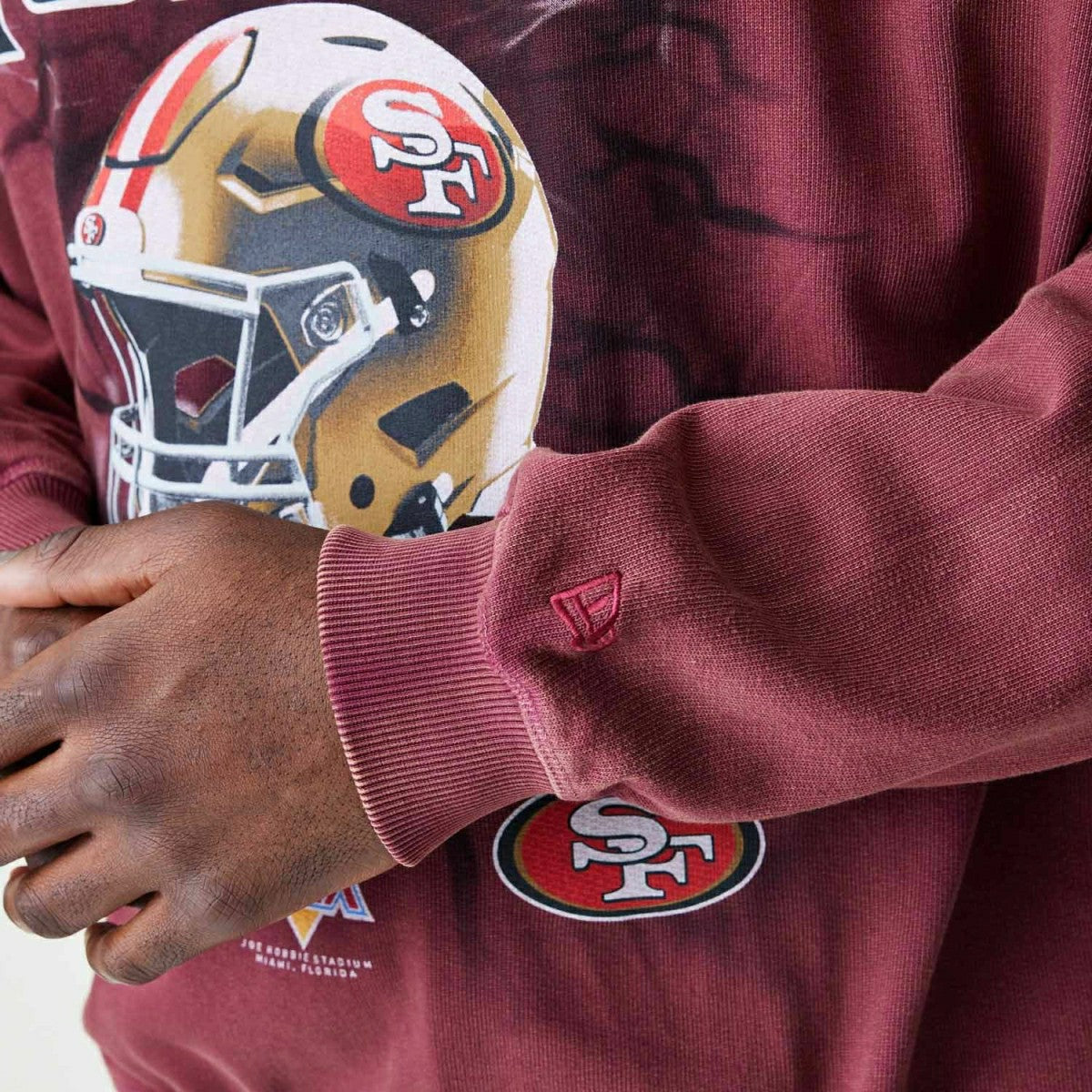 San Francisco 49ers Washed Oversized NFL Crew Neck Sweater Red Lifestyle