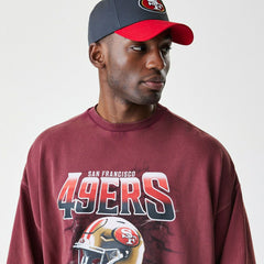 San Francisco 49ers Washed Oversized NFL Crew Neck Sweater Red Lifestyle