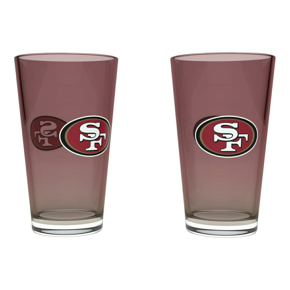 San Francisco 49ers Team Color NFL Pint Glass Set (2-Piece) Fashion