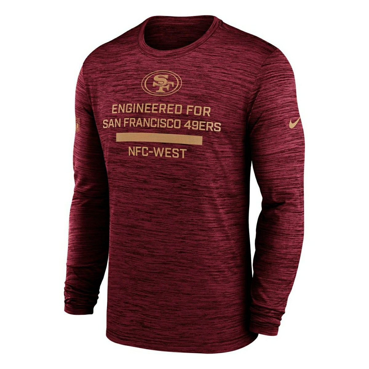 San Francisco 49ers 2025 NFL Sideline Nike Velocity Performance Long Sleeve T-Shirt Red Classic