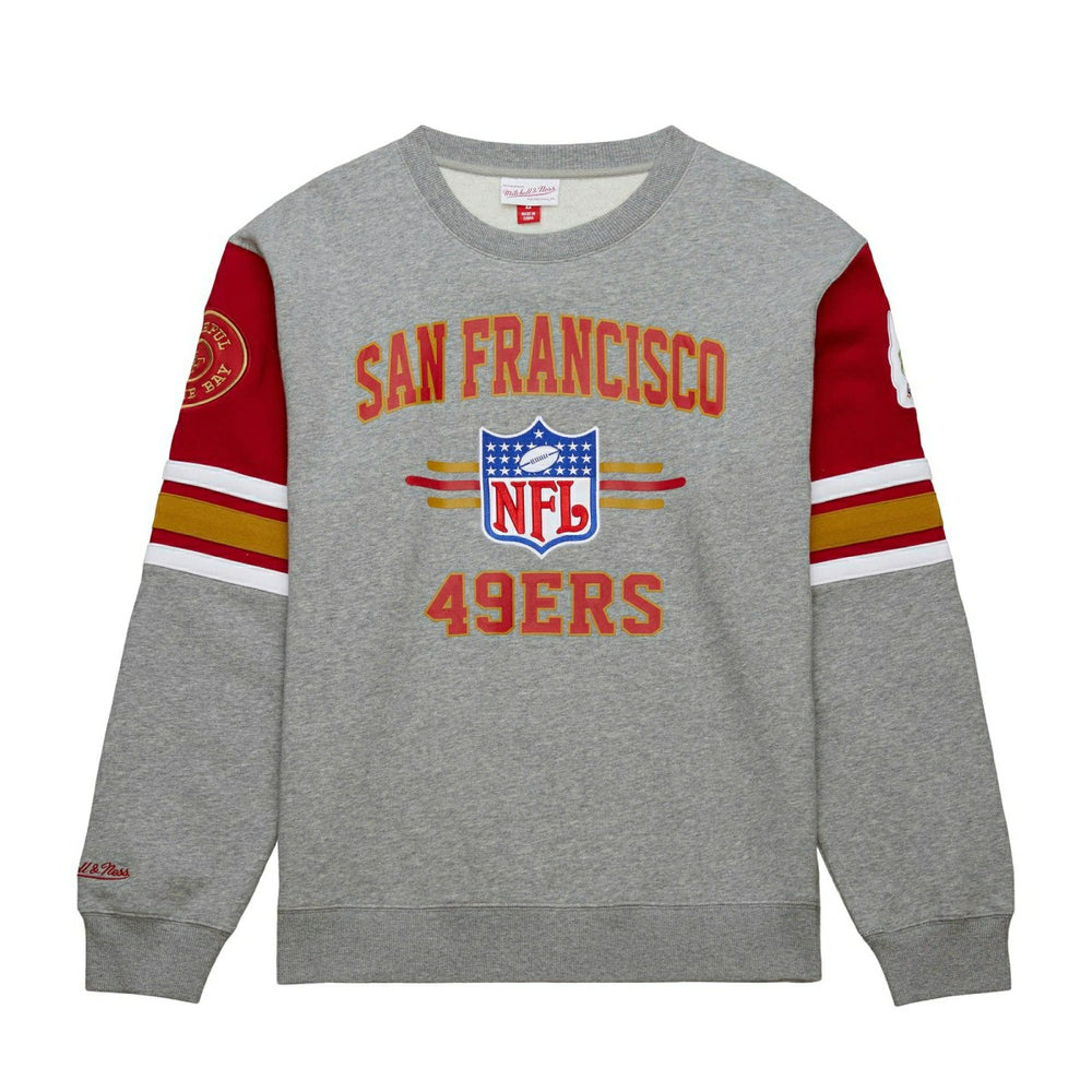 San Francisco 49ers Mitchell & Ness All Over Crew 4.0 NFL Pullover Gray Taass for sale
