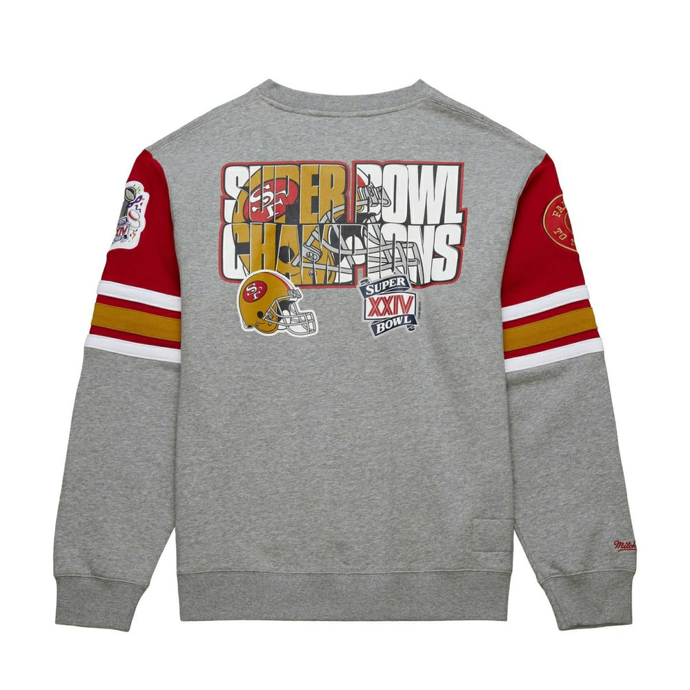San Francisco 49ers Mitchell & Ness All Over Crew 4.0 NFL Pullover Gray Taass for sale
