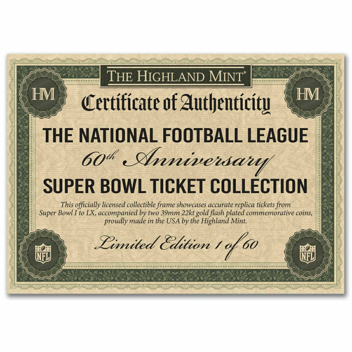 Super Bowl 60th Anniversary Ticket Collection NFL Frame Fashion