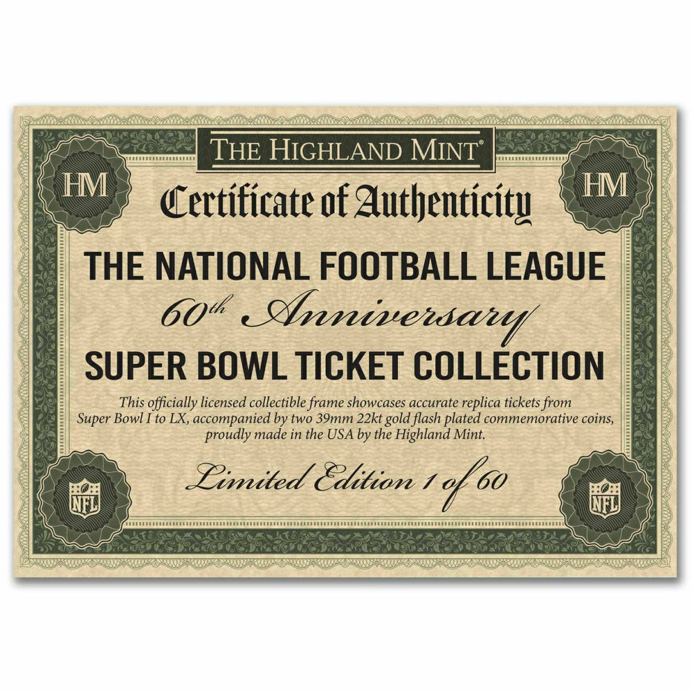 Super Bowl 60th Anniversary Ticket Collection NFL Frame Fashion