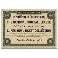 Super Bowl 60th Anniversary Ticket Collection NFL Frame Fashion