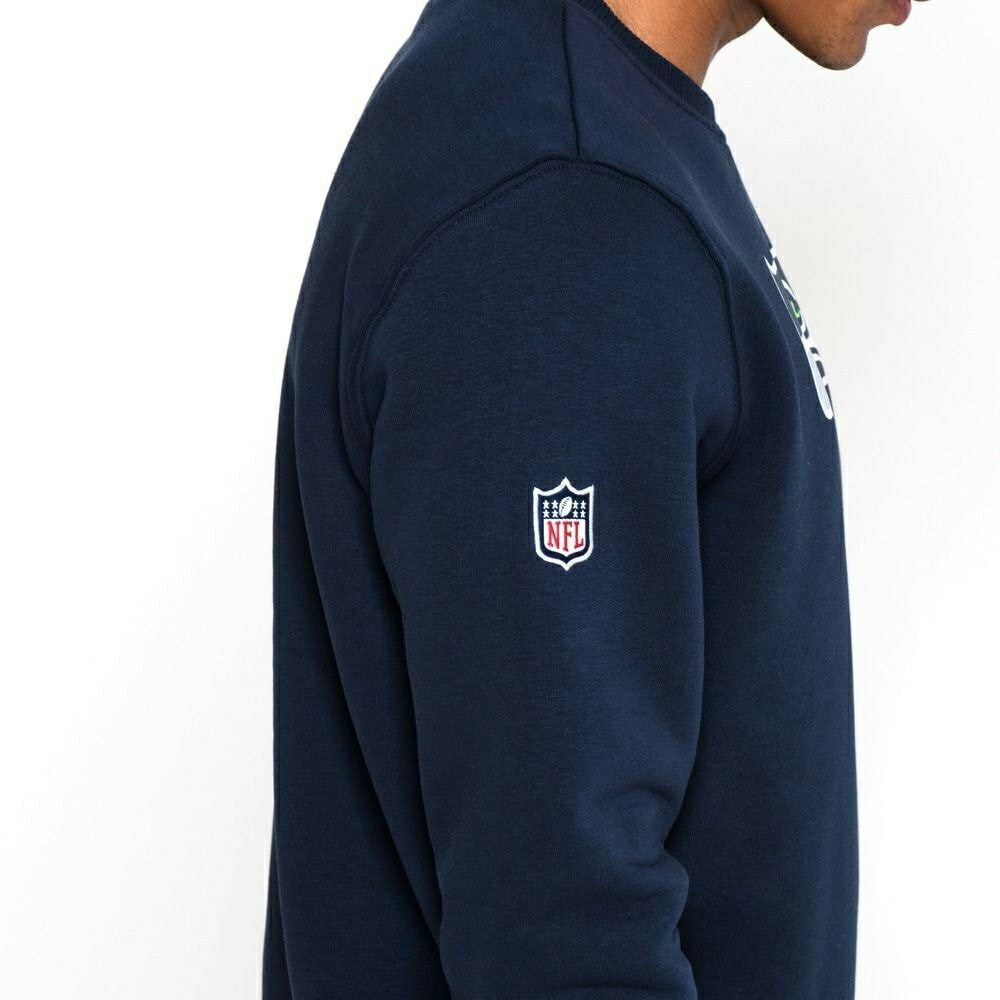Seattle Seahawks Logo Crewneck New Era NFL Sweatshirt Navy Taass US